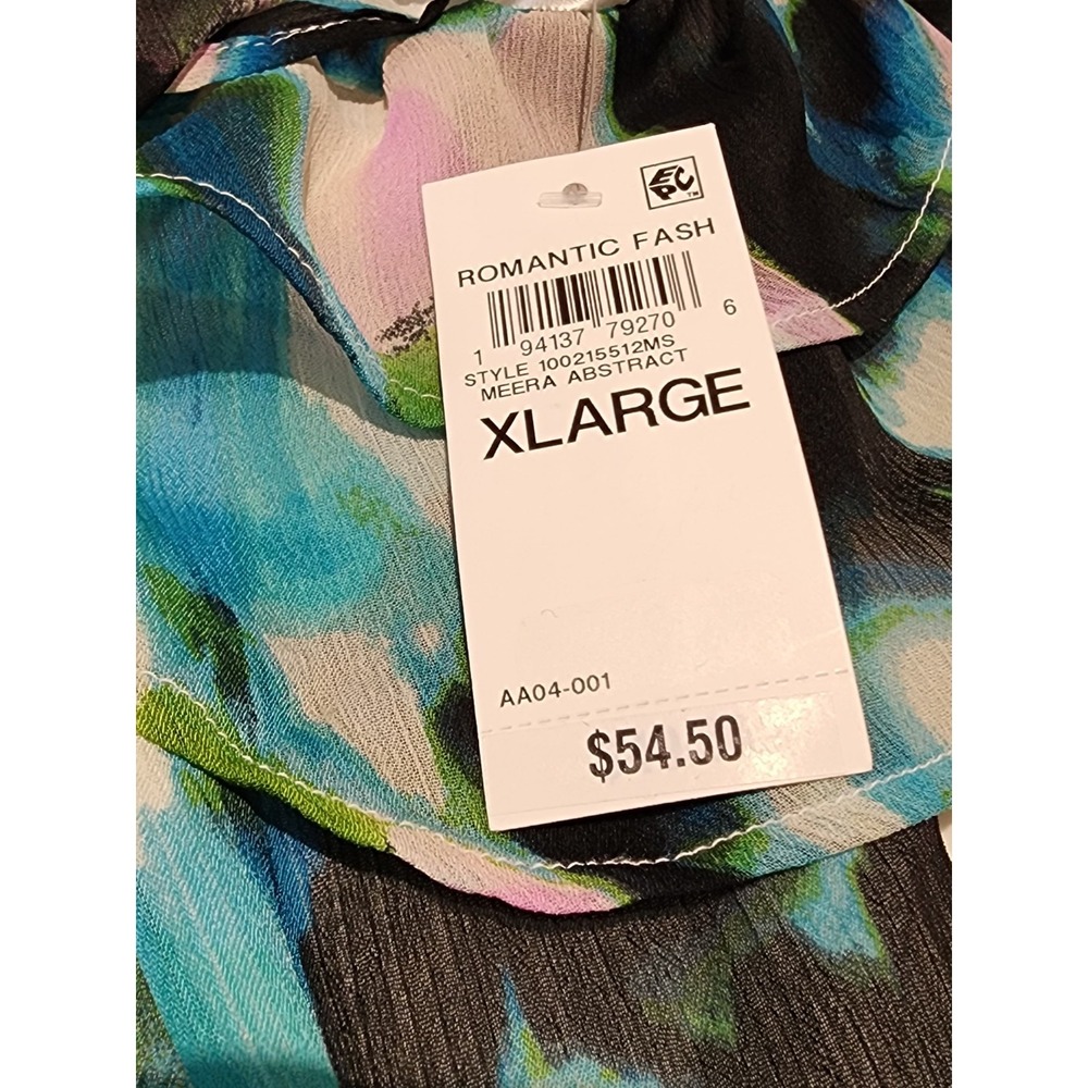 International Concepts Women's Ruffle-Trim Apron-Neck Tank XL Meera Abstract NWT - Picture 6 of 6